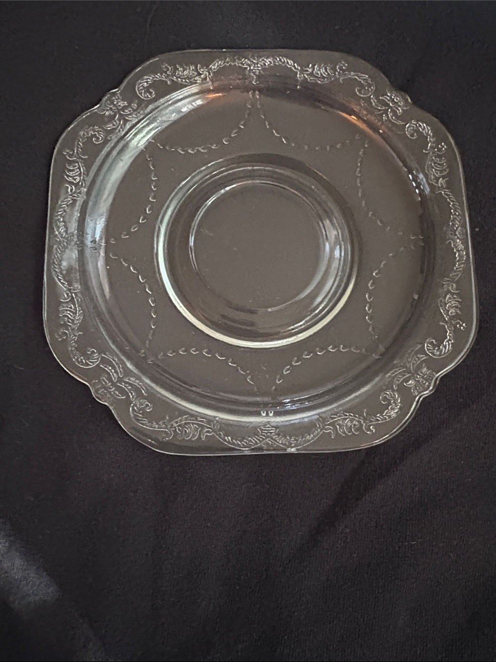 Vintage Indiana Glass Clear  Decorative Saucer -  Scalloped Edge